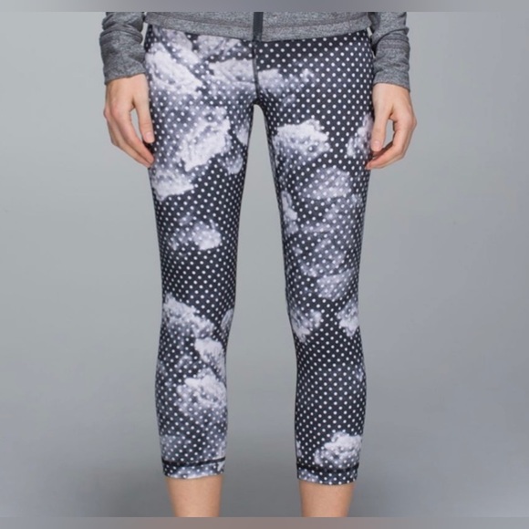 LULULEMON Wunder Under Crop Leggings Pants Dottie Dream Rose Polka Dot Tights - Picture 11 of 11